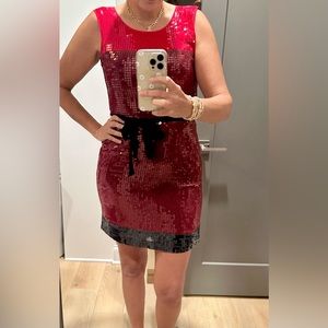 DKNY sequin cocktail semi formal dress size 6 red black